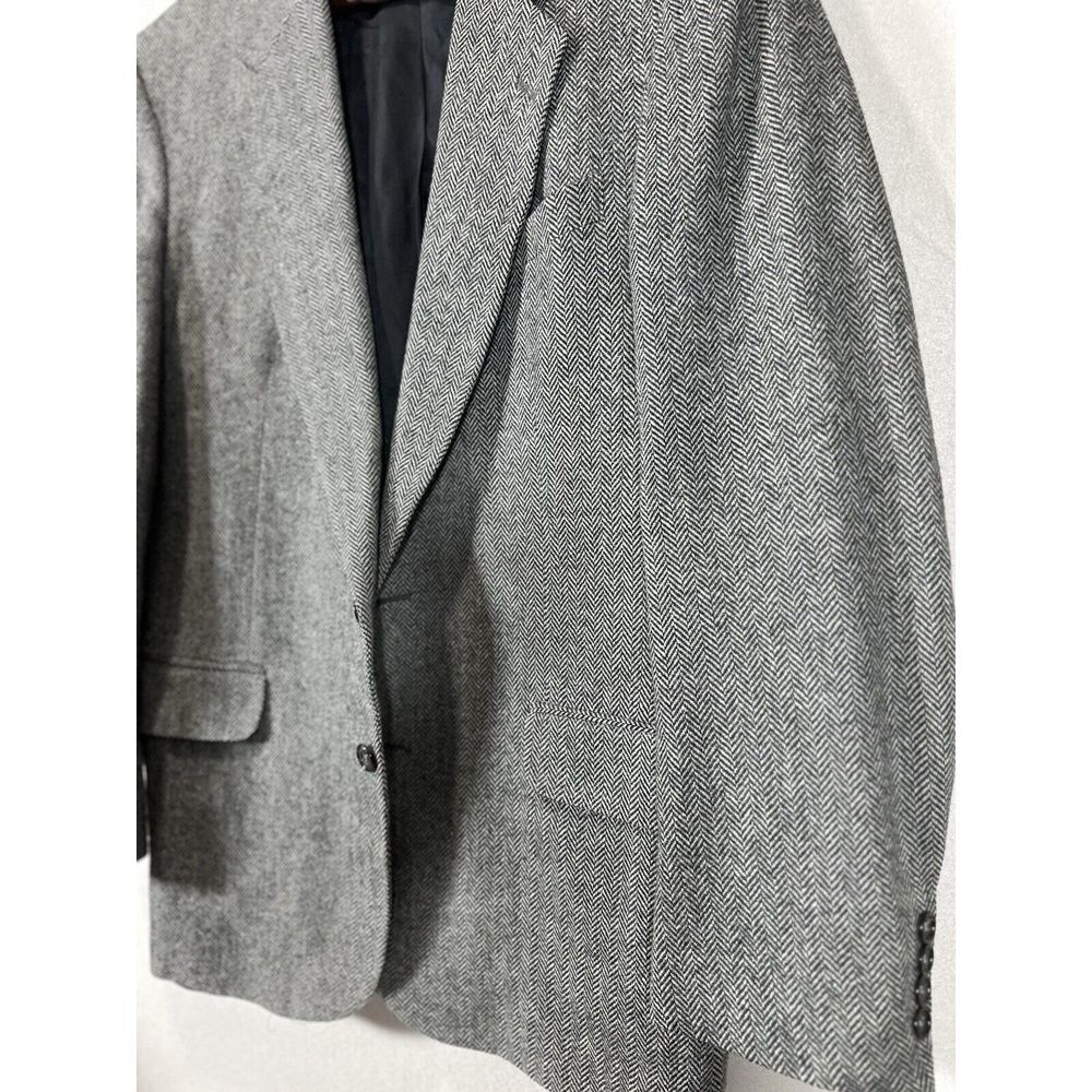 Herringbone Blazer Mens Gray Two Button Classic Sport Coat‎ Jacket